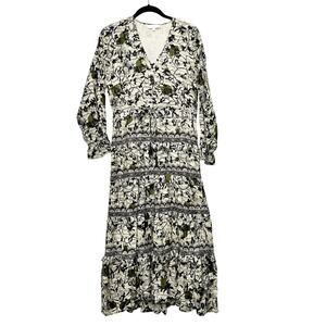 Caroline Constas Tiered Maxi Dress 100% Cotton Floral Print Size Small